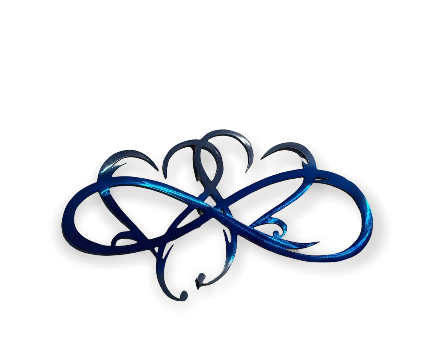 Dual Infinity Hearts - Blue & Blue Metal Wall Art Accent Two Hearts Become One