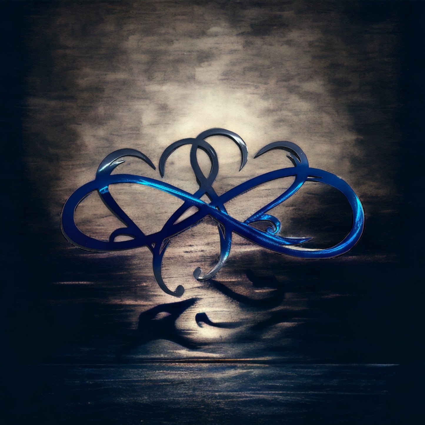 Dual Infinity Hearts - Blue & Blue Metal Wall Art Accent Two Hearts Become One