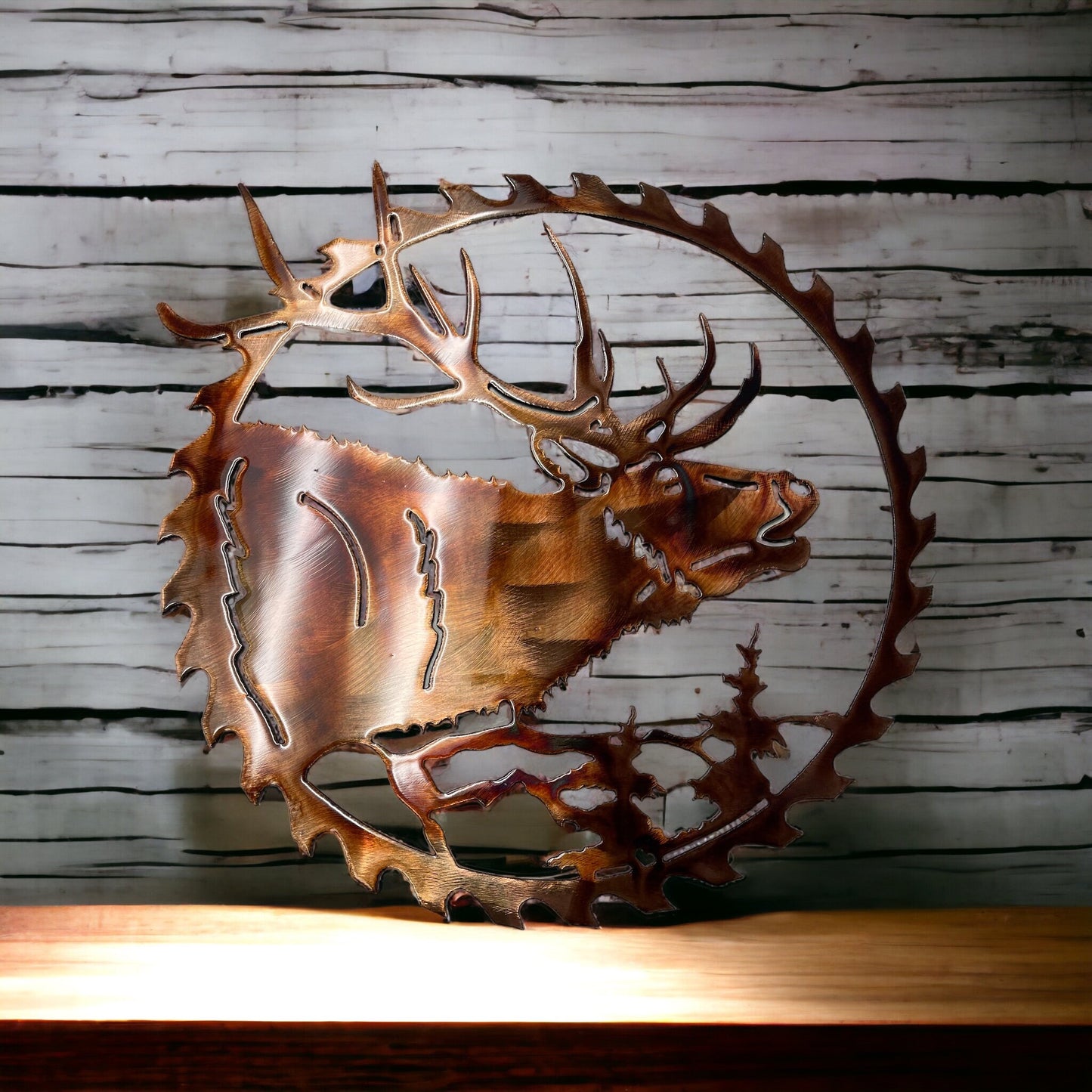 Elk Saw blade Metal Wall Art 14" x 15"