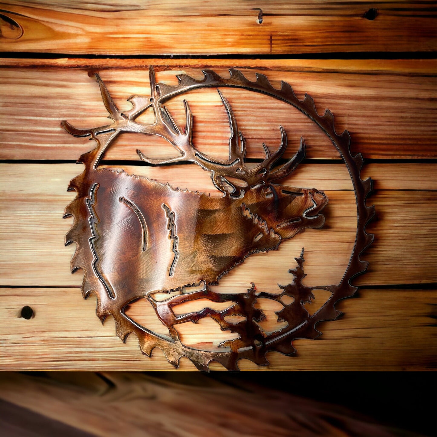 Elk Saw blade Metal Wall Art 14" x 15"