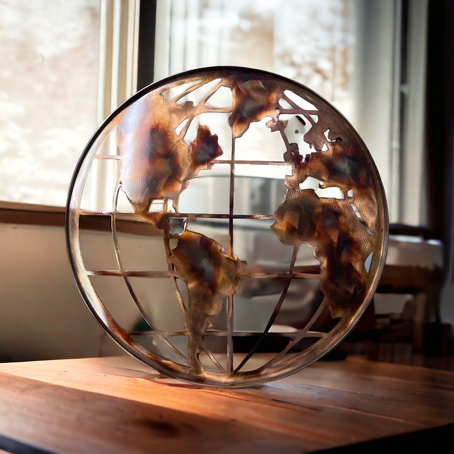 Handcrafted Copper and Bronzed Plated World Globe 24"