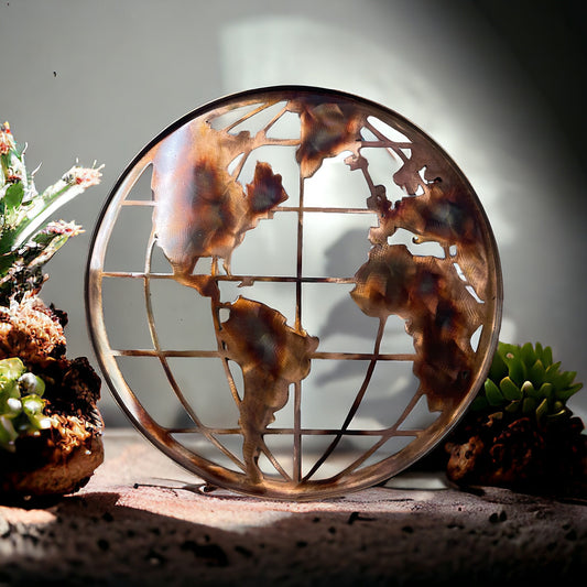 Handcrafted Copper and Bronzed Plated World Globe 24"