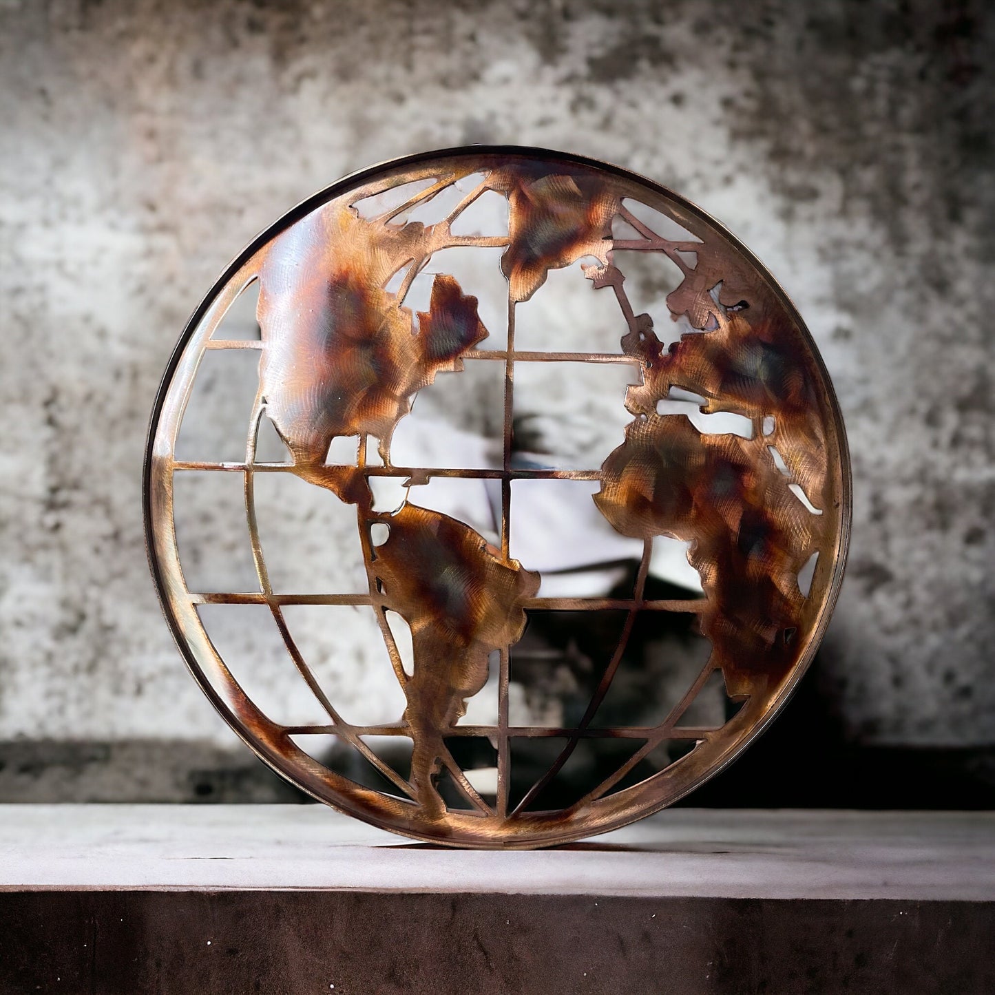 Handcrafted Copper and Bronzed Plated World Globe 24"