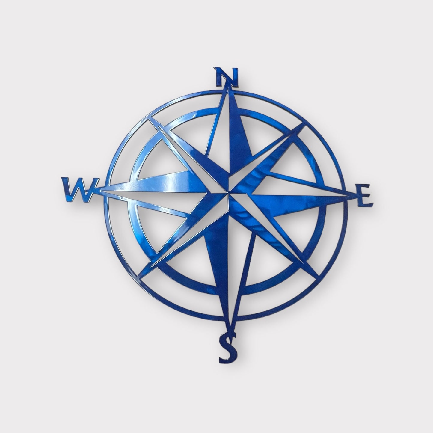 Nautical Compass Rose - Metal Wall Art - Metallic Blue Available in sizes 13" to 40"