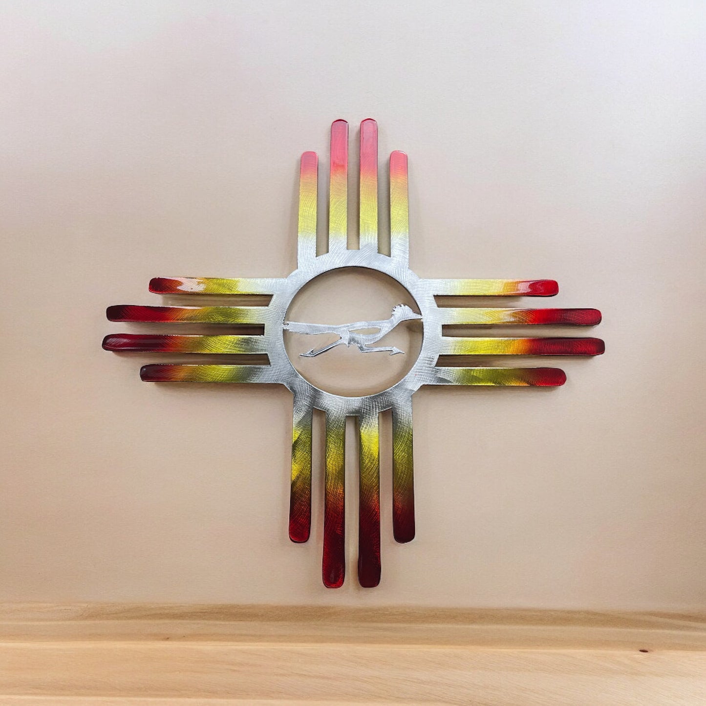 Zia Roadrunner Metal Wall Art - Fire Tinged Southwest Decor