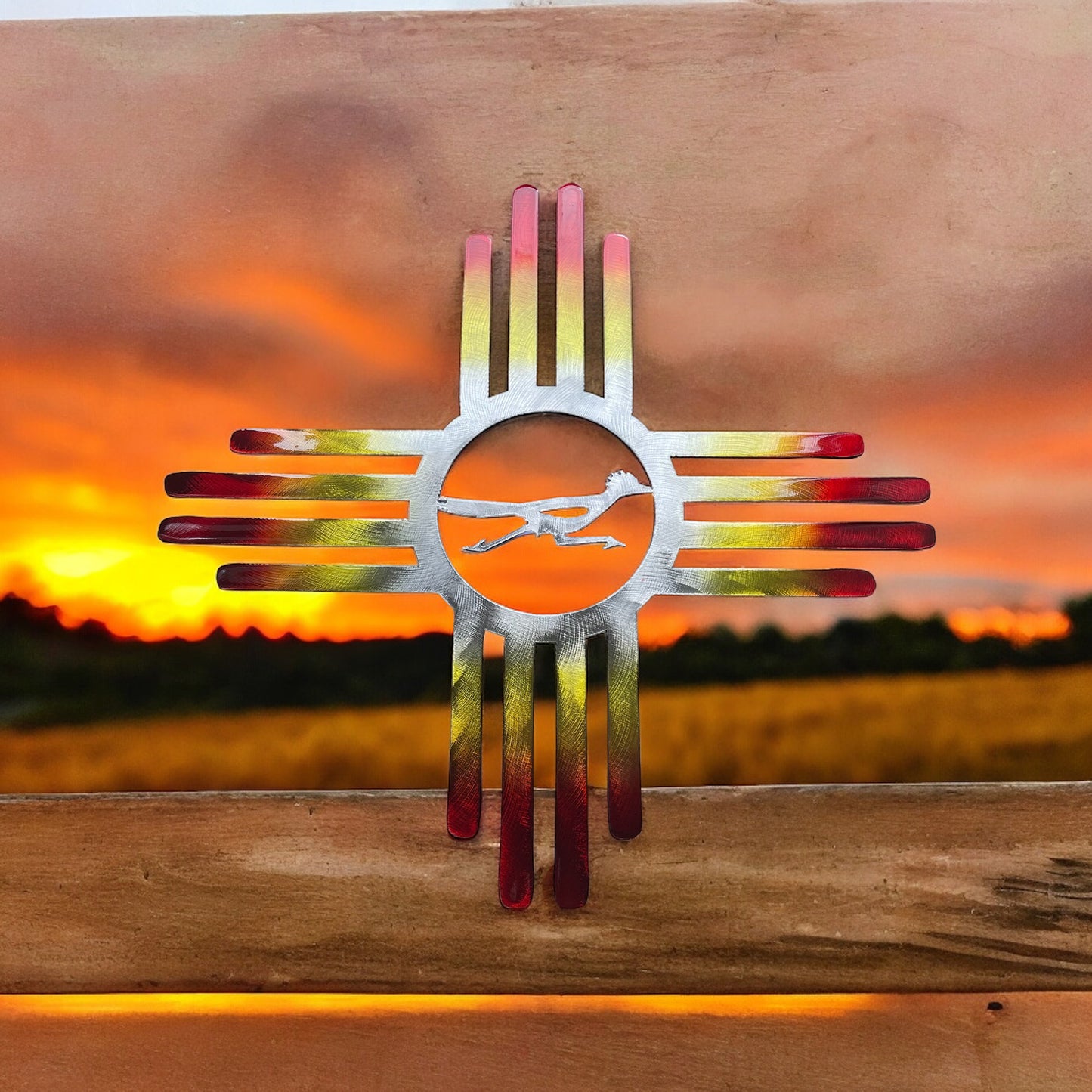 Zia Roadrunner Metal Wall Art - Fire Tinged Southwest Decor